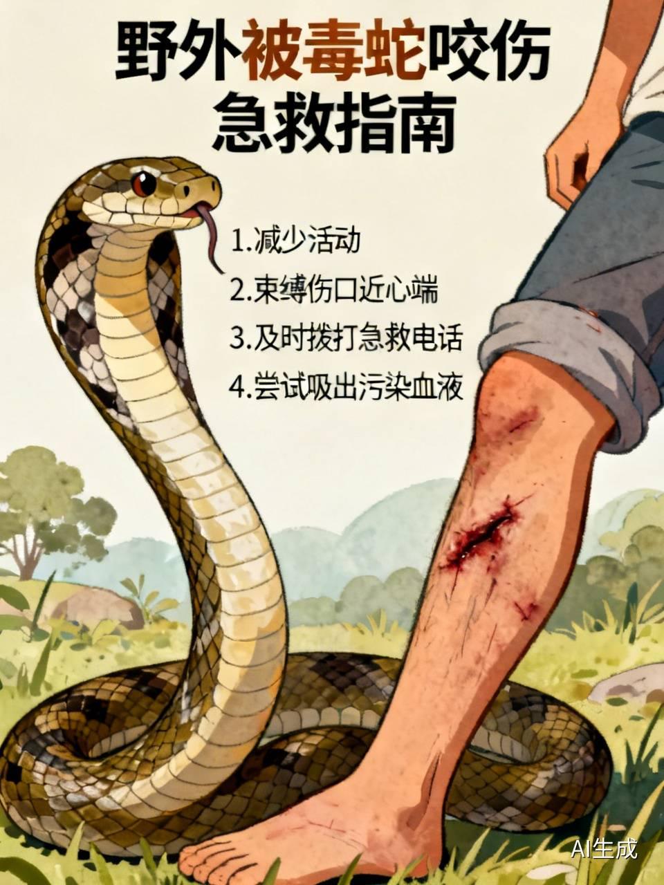 野外被毒蛇咬伤，千万别用嘴吸毒！云南元阳县有位大爷下地干活被眼镜蛇咬了，他老伴模