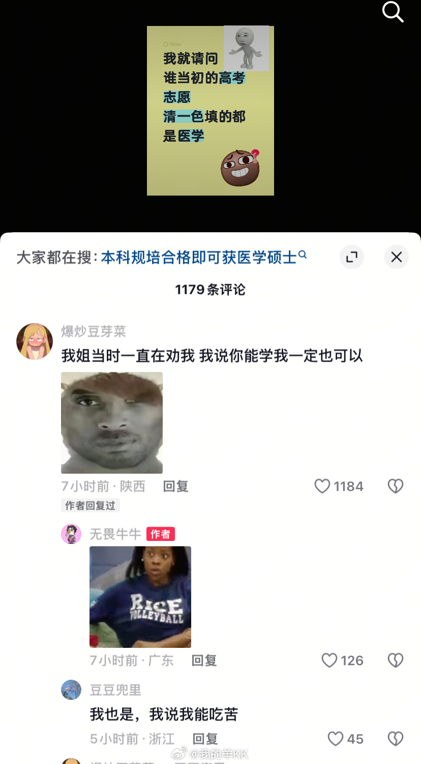 我就想请问一下，谁当高考志愿清一色填的全是医学专业原因竟然是 
