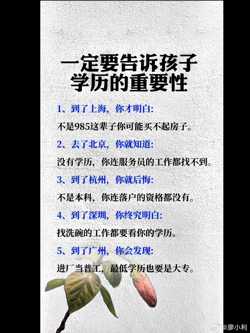 学历，是打开未来大门的钥匙！小利说事