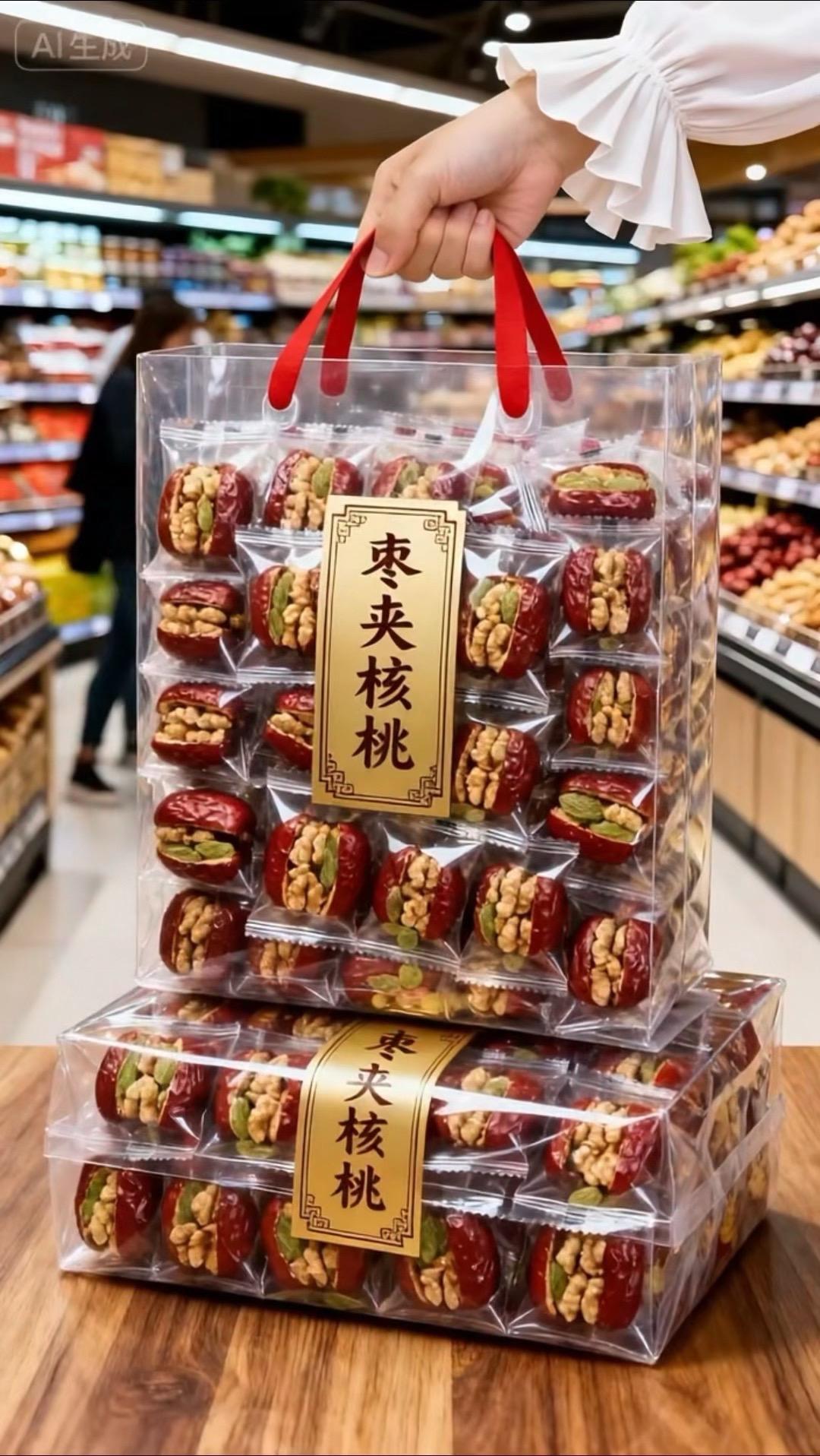 ✅ 饱满红枣夹上酥脆核桃，一口双重口感，甜香不腻，独立小包装，追剧、办...