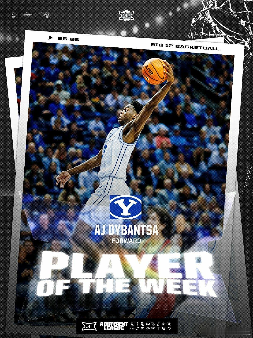 Big 12联盟第8周表现奖（2025-2026赛季）。 最佳球员+最佳新生：A