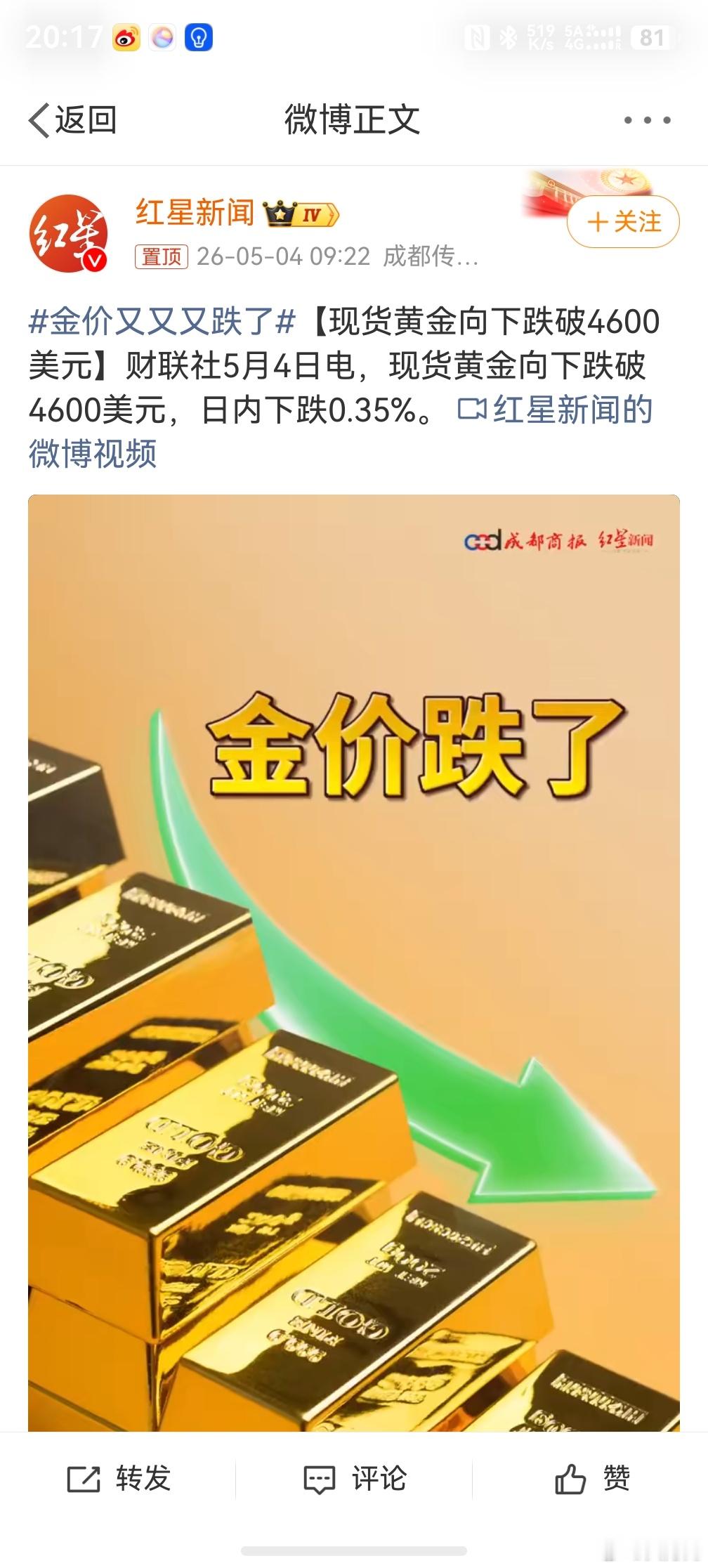 金价又又又跌了，我已经练就了一身波澜不惊的本领，因为金价这几年实在是太离谱了
