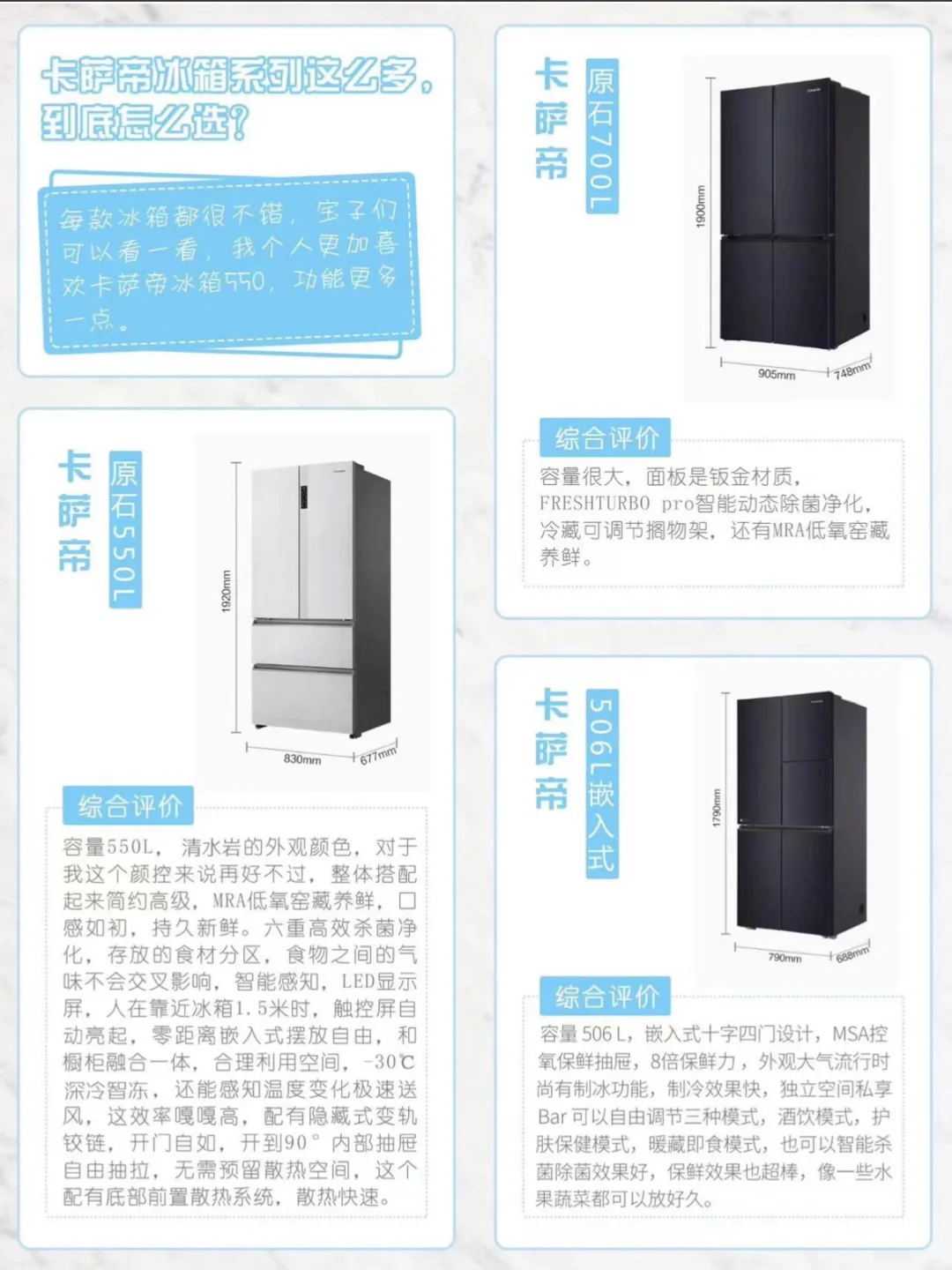 卡萨帝系列冰箱款式这么多，到底怎么选?