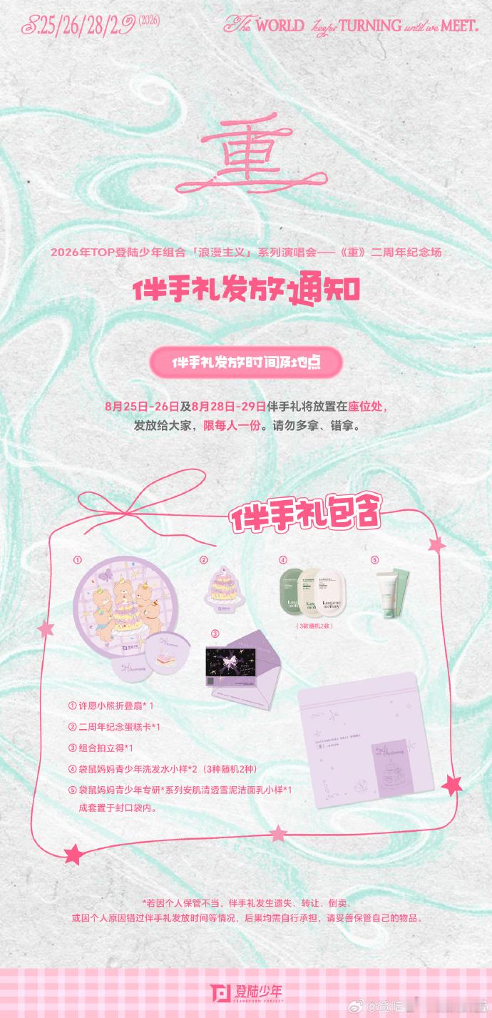 TOP二周年纪念场伴手礼发放通知TOP二周年纪念场《重》伴手礼升级，8月25‑2