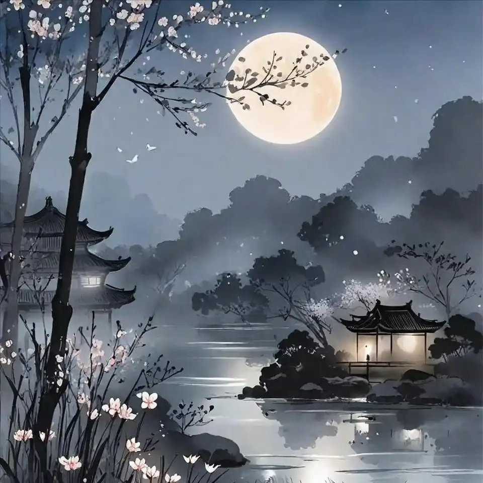 晚安，三无量。池塘烟未起，桑柘雨初晴。 