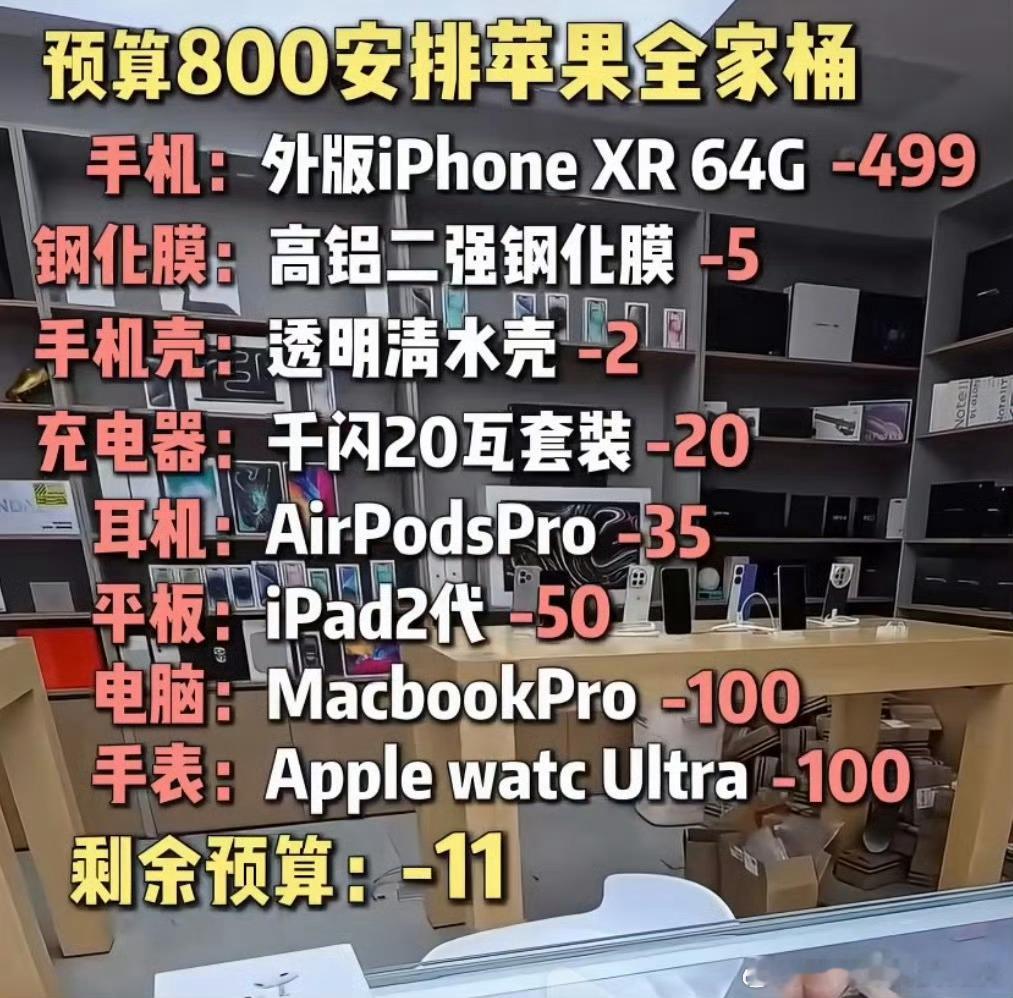 800块的苹果全家桶这是全家桶？这是二手报废垃圾桶吧我怀疑是为了暗中推广里面某个