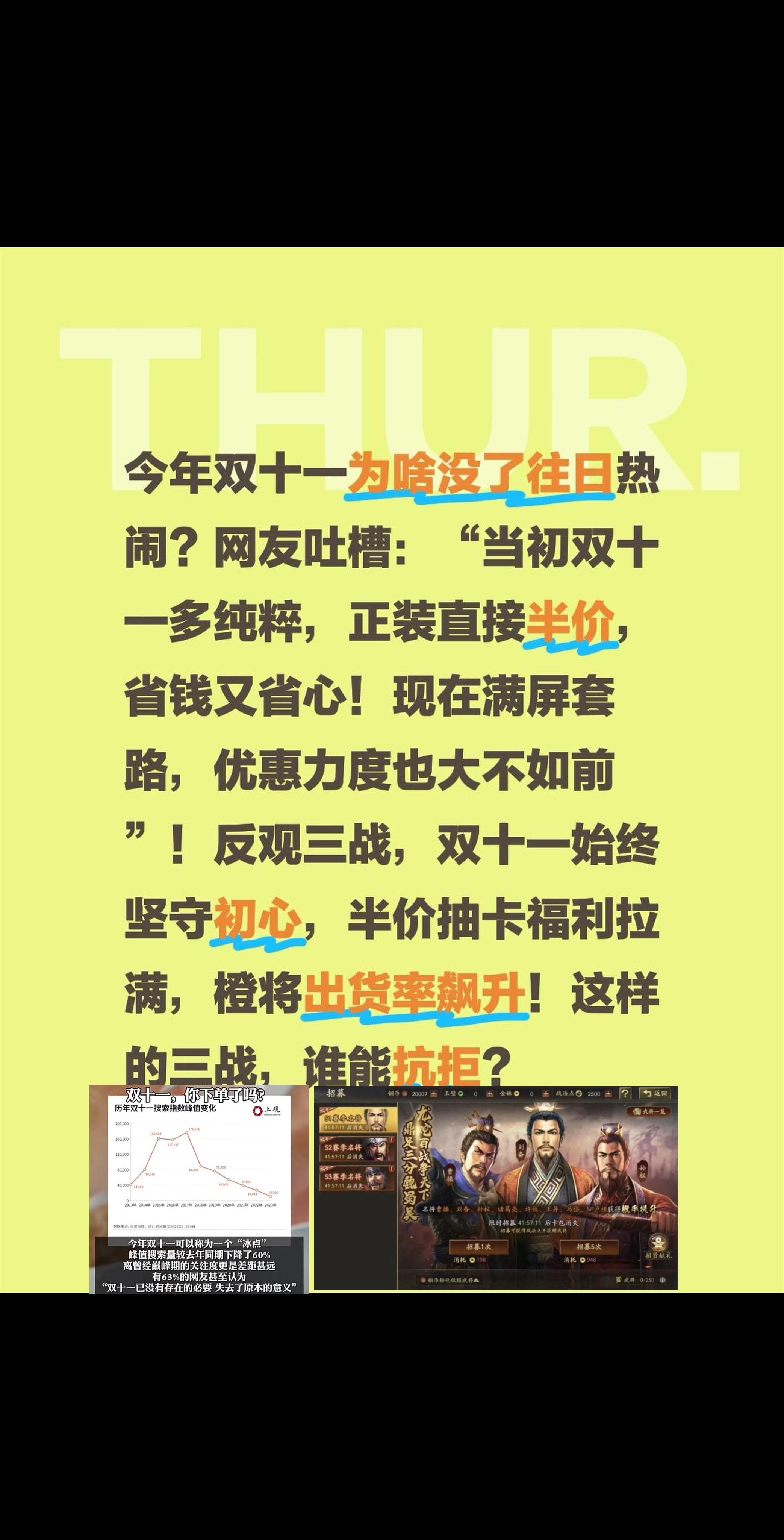 今年双十一为啥没了往日热闹？网友吐槽：“当初双十一多纯粹，正装直接半价...