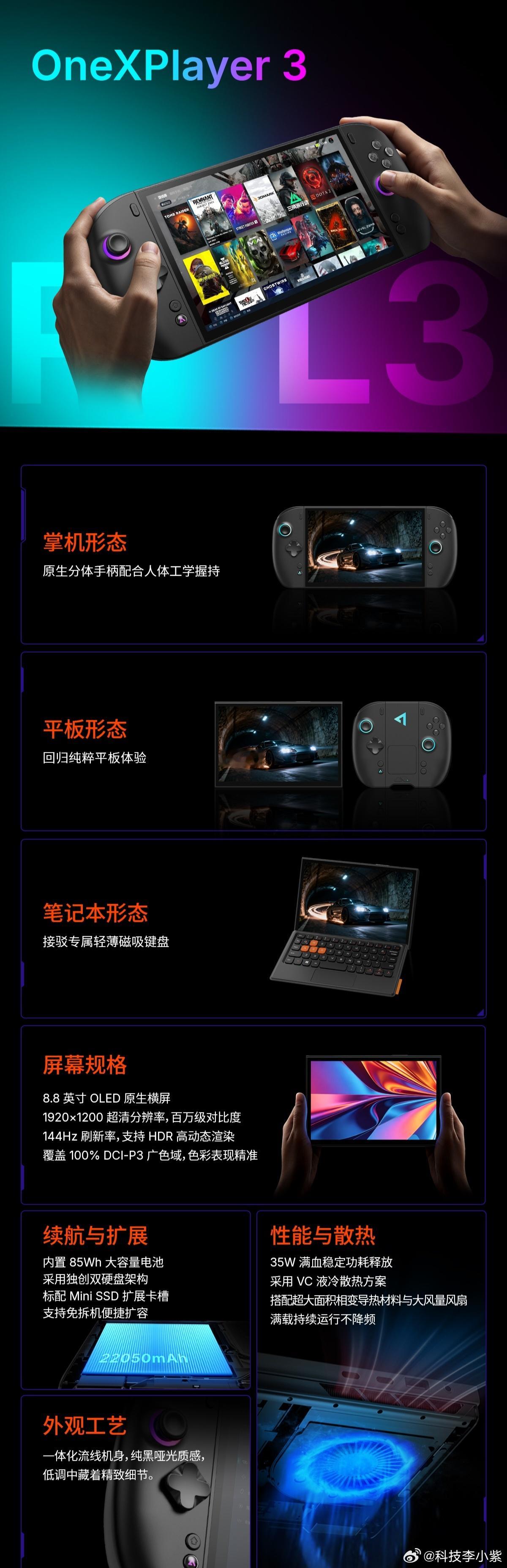 还在纠结掌机、平板、小电脑分开买？一台OneXPlayer 3直接全部搞定！可拆