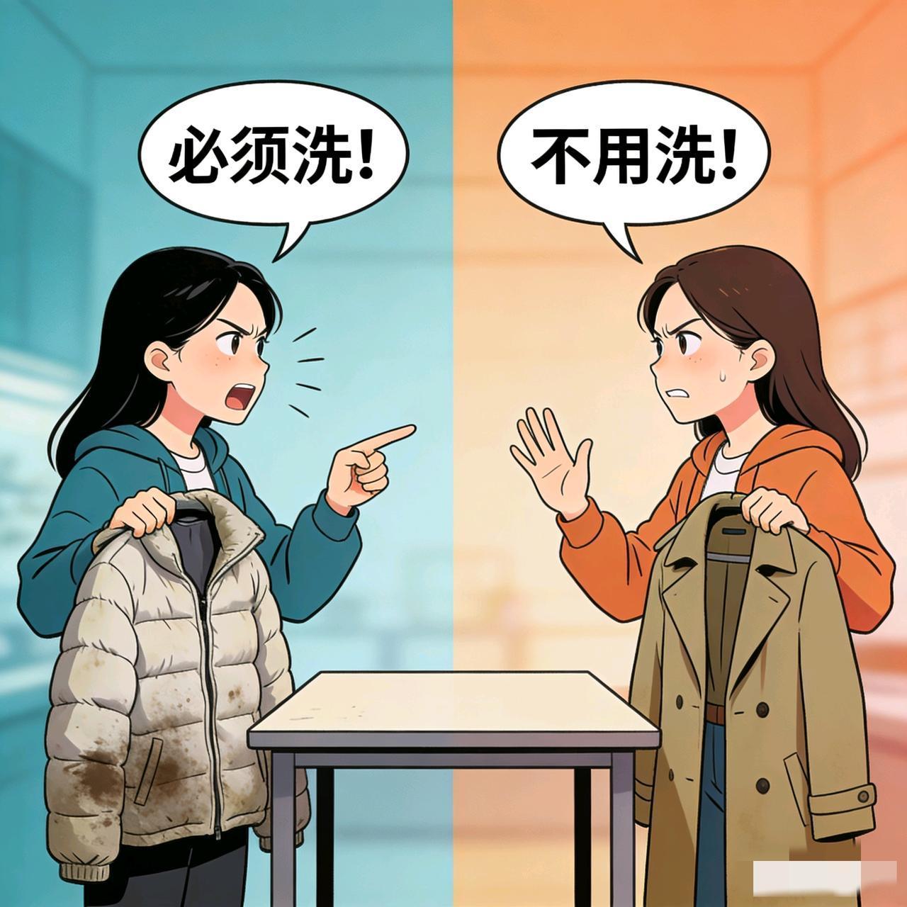 羽绒服穿一冬天，
领口、袖口全是汗渍灰尘，
还有一股子身上的味儿，
她居然能忍？