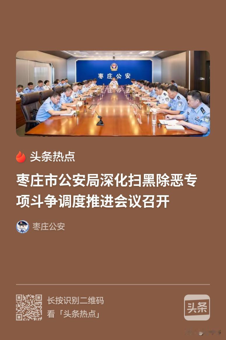 支持枣庄公安坚持“市级扫黑、县级除恶”，一体推进“打财断血”“打伞破网”，维护社