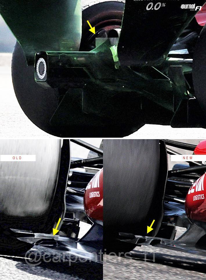 法拉利SF-26升级了底板；排气管出口位置加了一个小翼片，比较特别f12026f