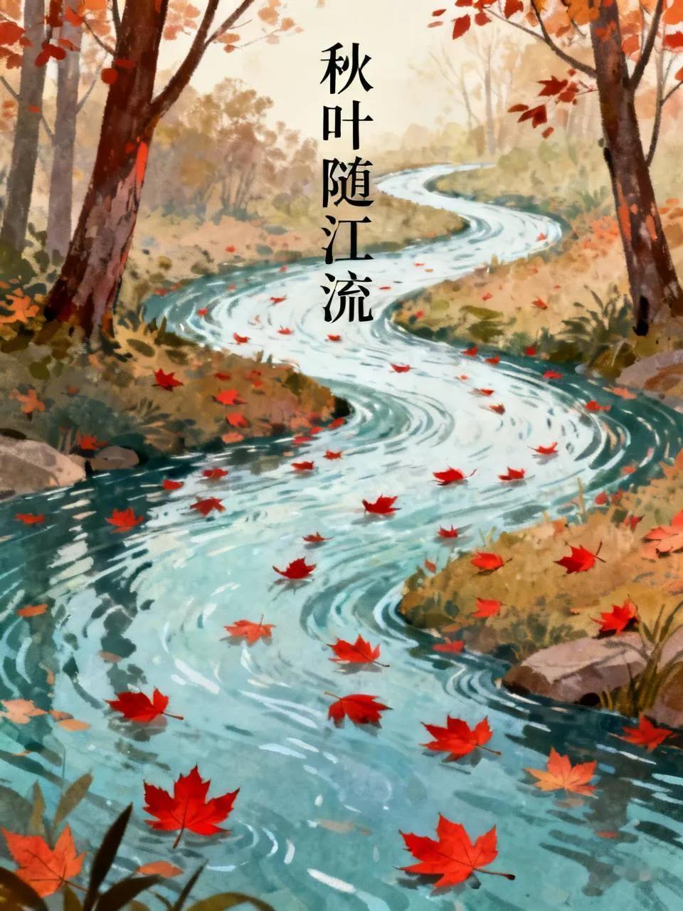 出上：小径无人花自落，
对下：长江有浪叶同行。