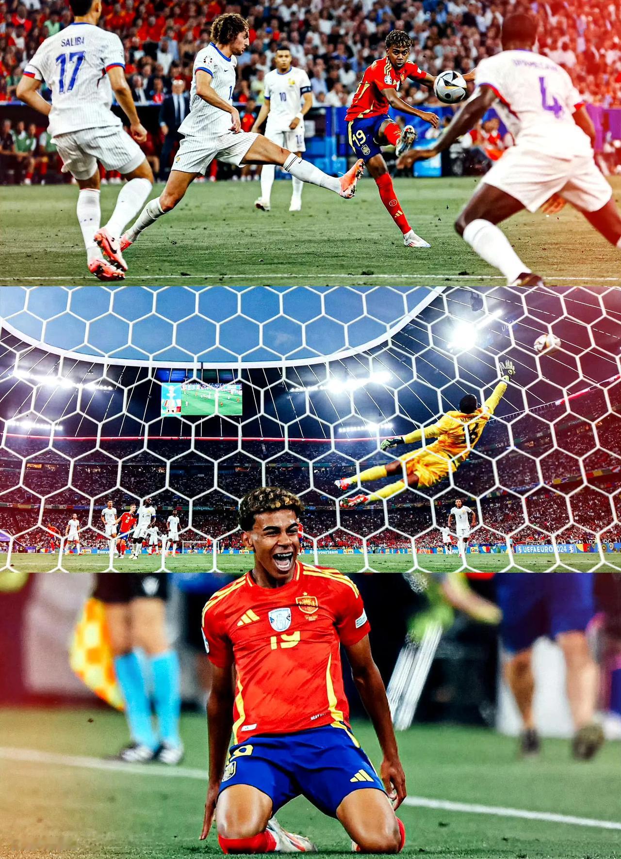 西班牙天才小将亚马尔技惊四座的世界波！欧洲杯半决赛，西班牙2-1逆转法国挺进决赛