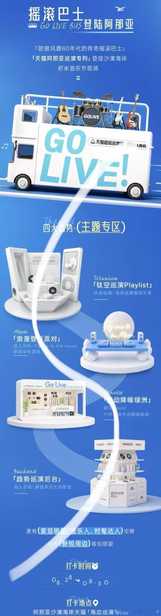 天猫超级品类日音乐节golive宣言 音乐节搭子速速集合！天猫音乐巴士正式登陆阿