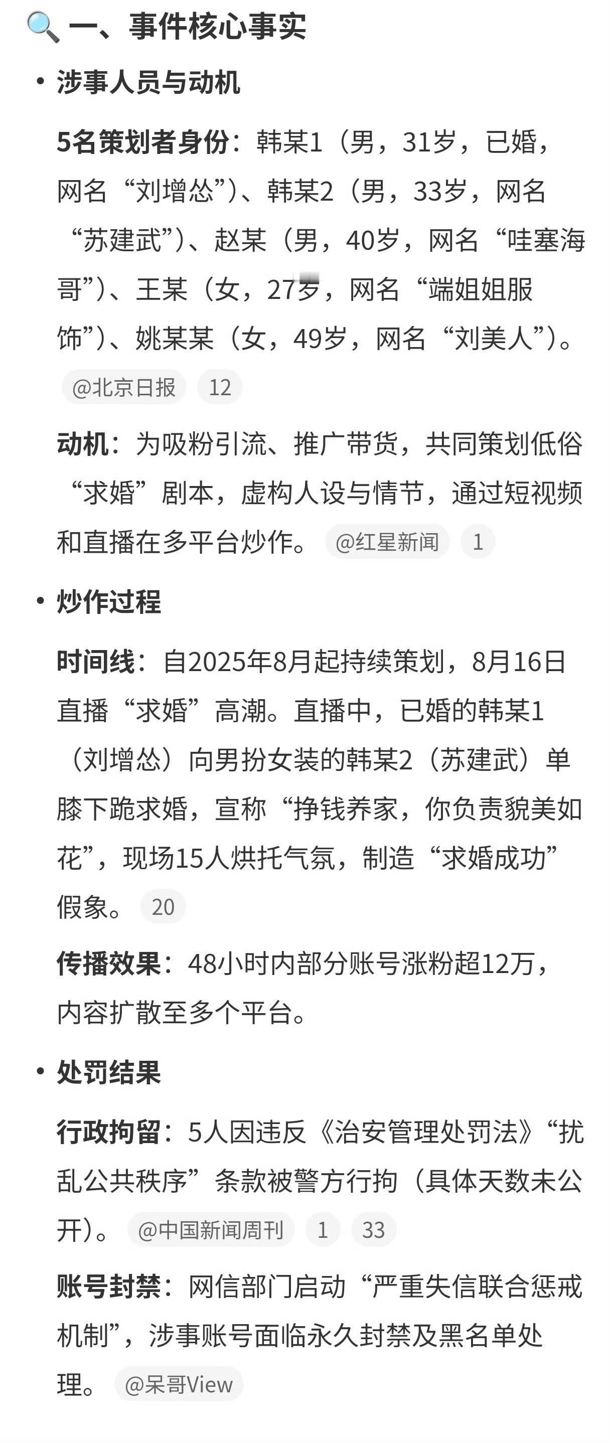 5人策划低俗求婚剧本被拘 整低俗剧本...还是男扮女装...炒作无下限... ​