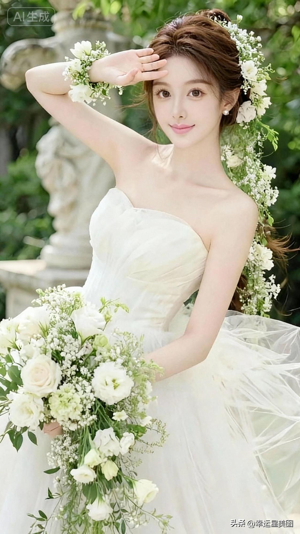 梦幻婚纱照，优雅白裙，花海中的新娘🌸💍