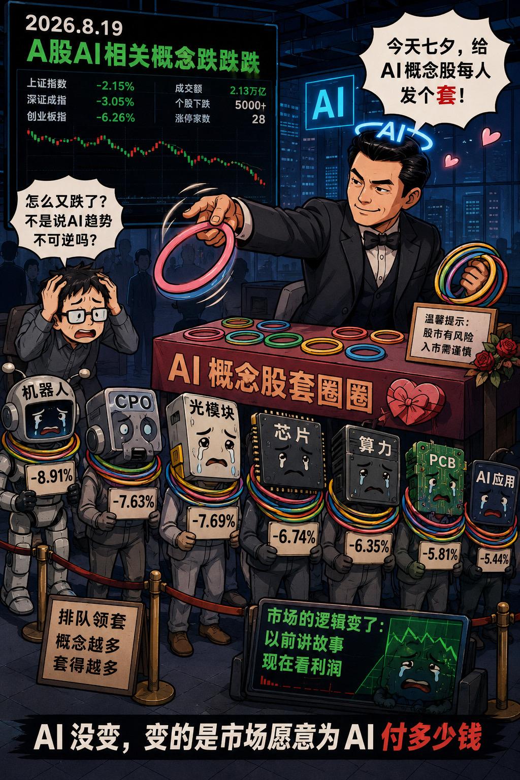 “今天七夕，给 AI 概念股每人发个套。”投资观点分享 黄金技术革新 AI 概念