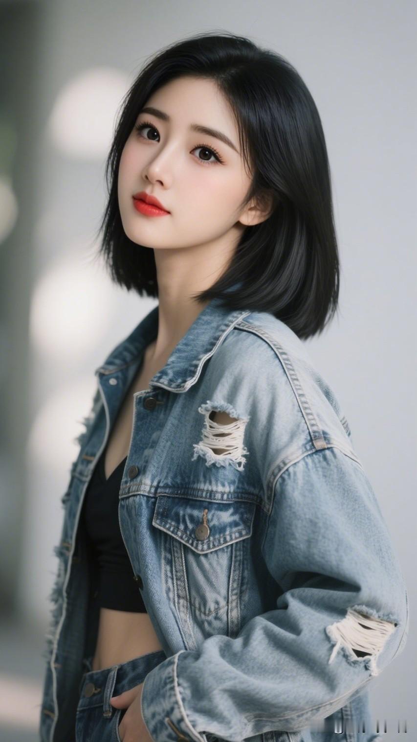 红妆映日，青衫拂风。美少女美景分享 复古牛仔风，元气少女穿搭指南💙💙