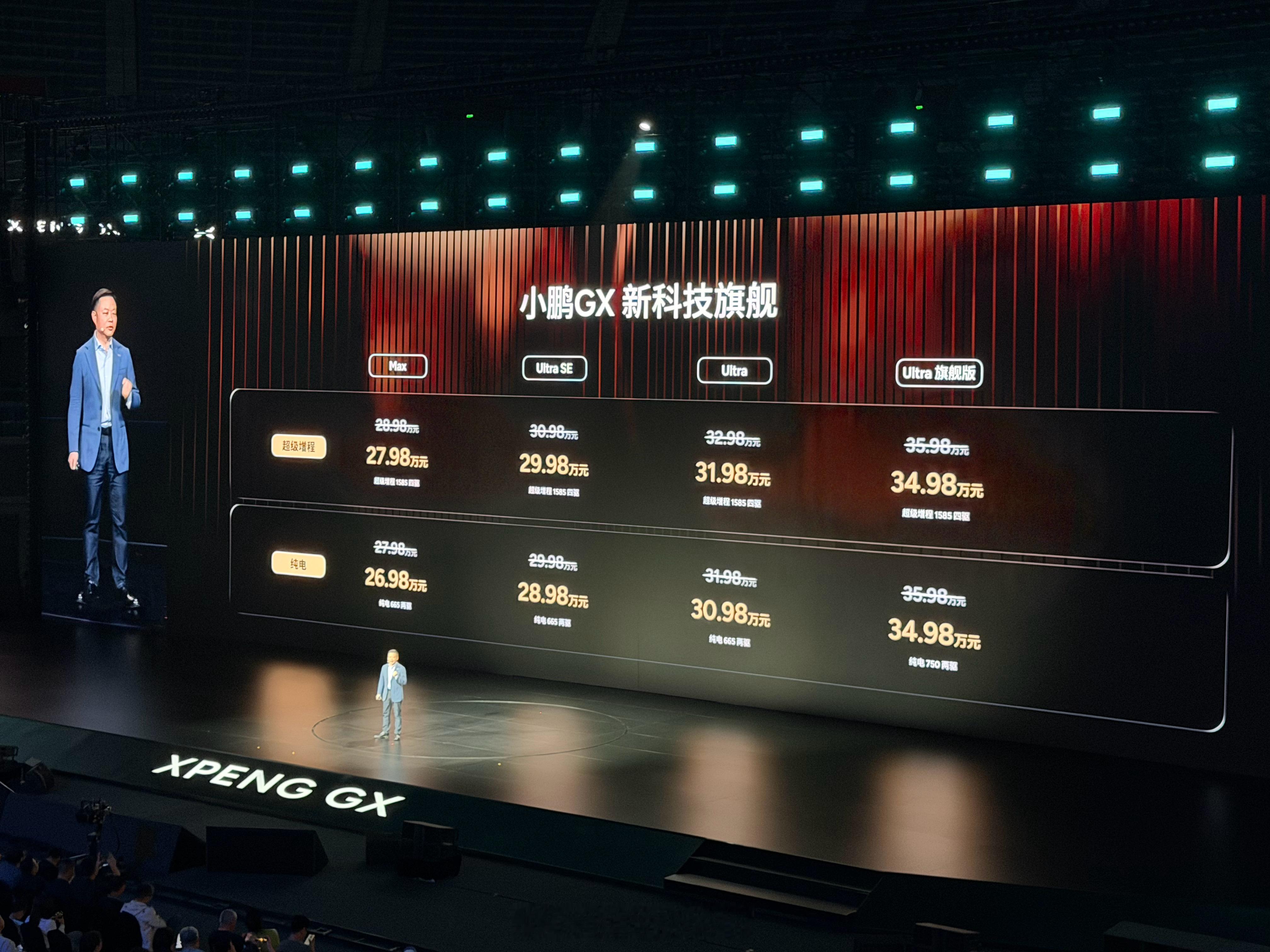 小鹏gx发布会 GX 还有惊喜，26.98 万元到 34.98 万元。爆了爆了。