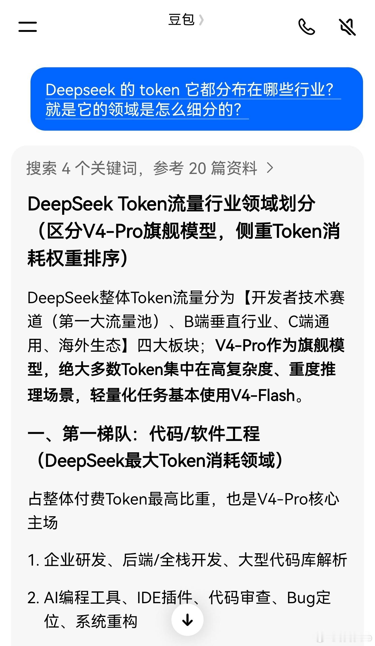 deepseek一天消耗了8万亿 我比较关心这8万亿的行业分布情况。于是问了问它