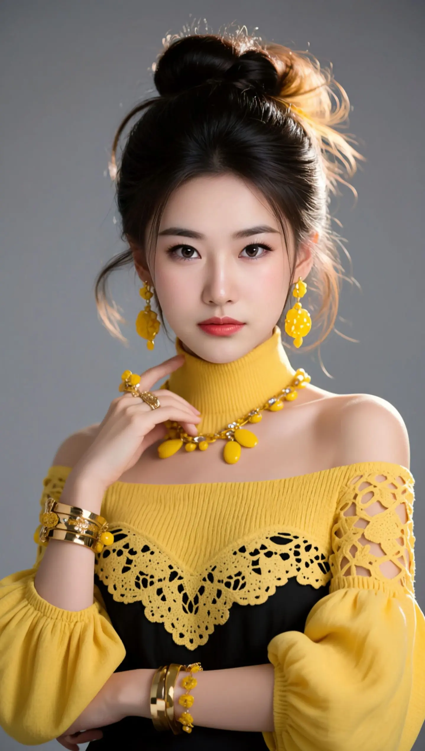 AI亮黄时尚写真 ai创作