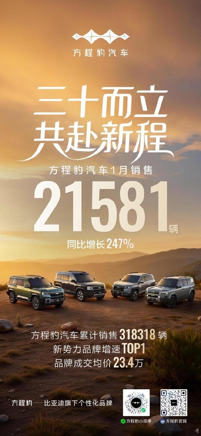 方程豹1月报的销售数据虽然还是差点意思，但均价和同比数据来看，还是很有实力的，等