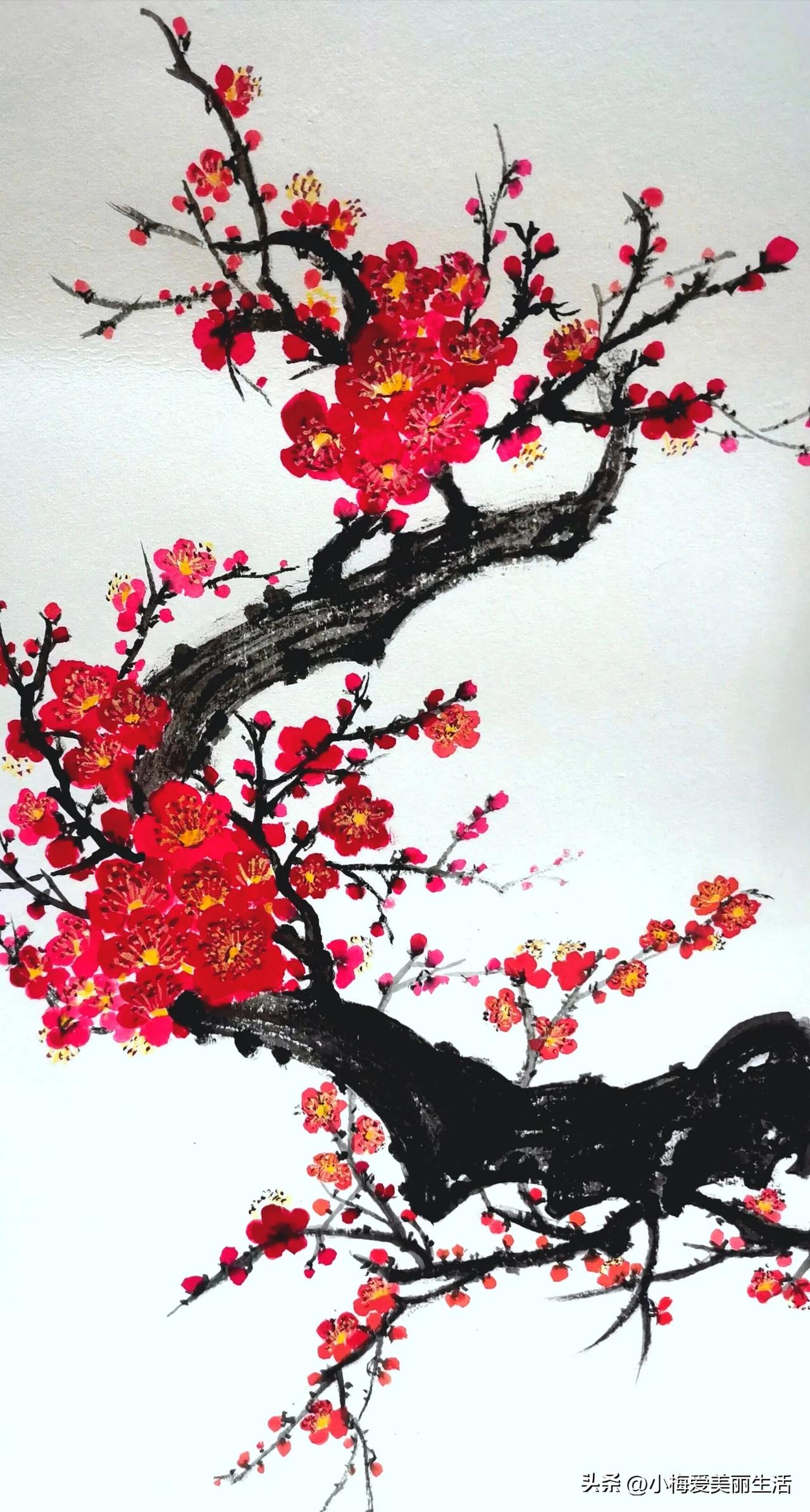 红梅映雪枝，春意满人间。