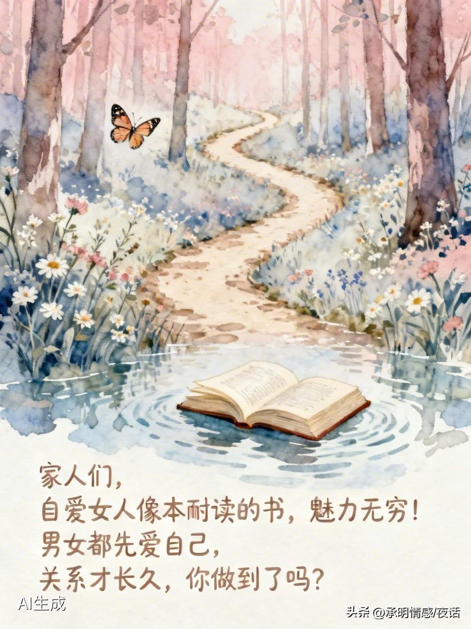 家人们，自爱女人像本耐读的书，魅力无穷！男女都先爱自己，关系才长久，你做到了吗？