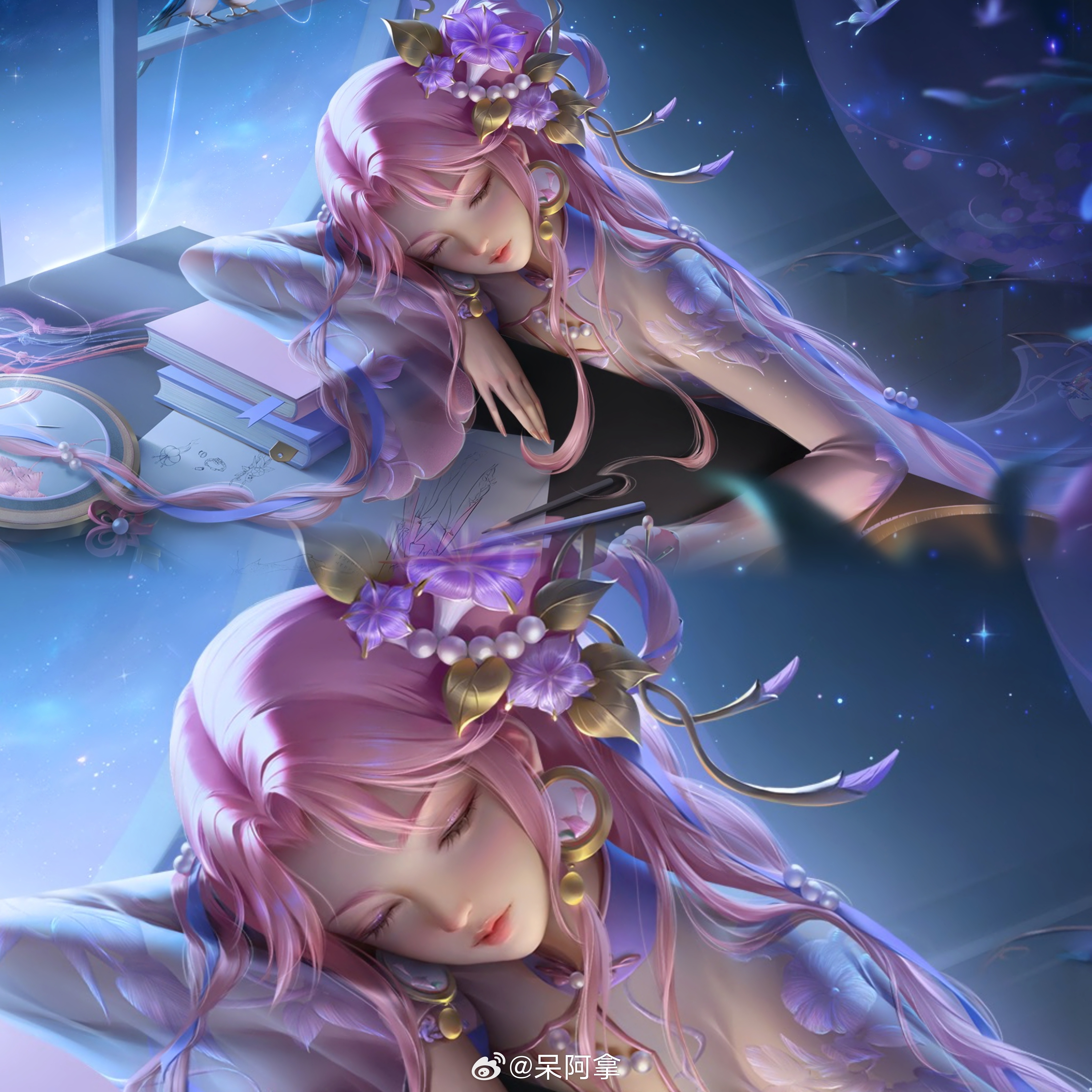 世界要给昭君出新皮肤，这美宣图一下就想到了之前的睡美人~，这谁看了不说一句“昭君