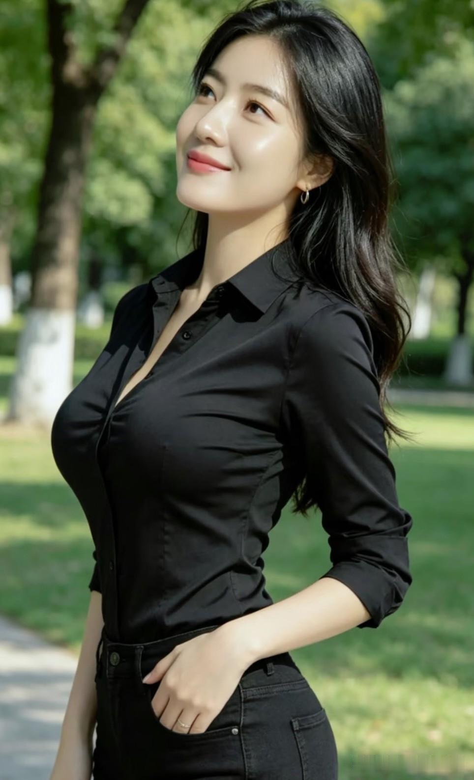水仙子·林间倩影
 
晴郊翠霭漾清光，
黛鬓柔姿映晓芳。
嫣然一笑春风漾，
幽林