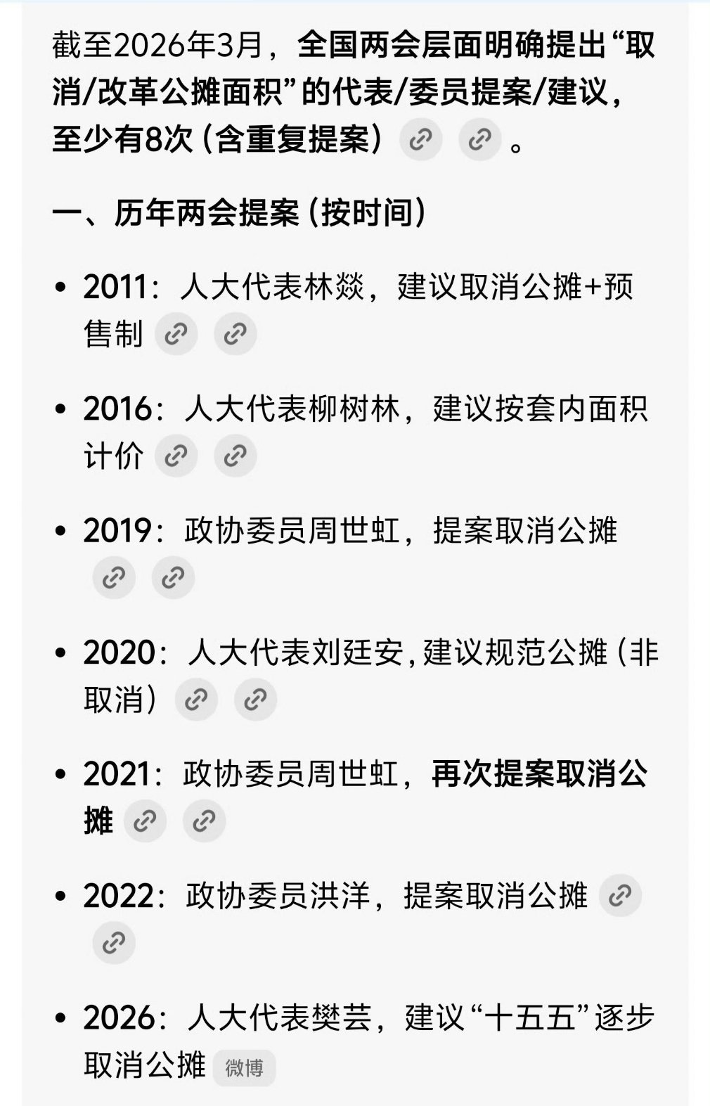 建议未来5年逐渐取消公摊面积从2011年就提，已经过去了好多年，结果可想而知！ 