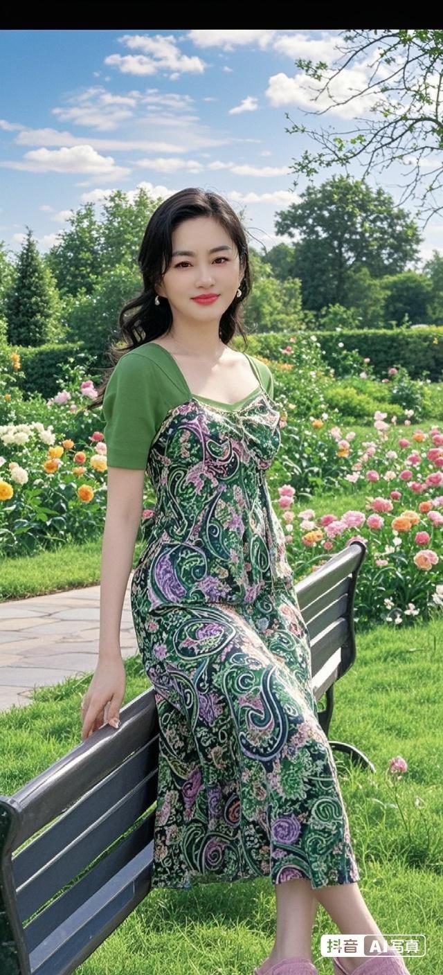 草坪拍照  清新夏日  花开富贵好运来
