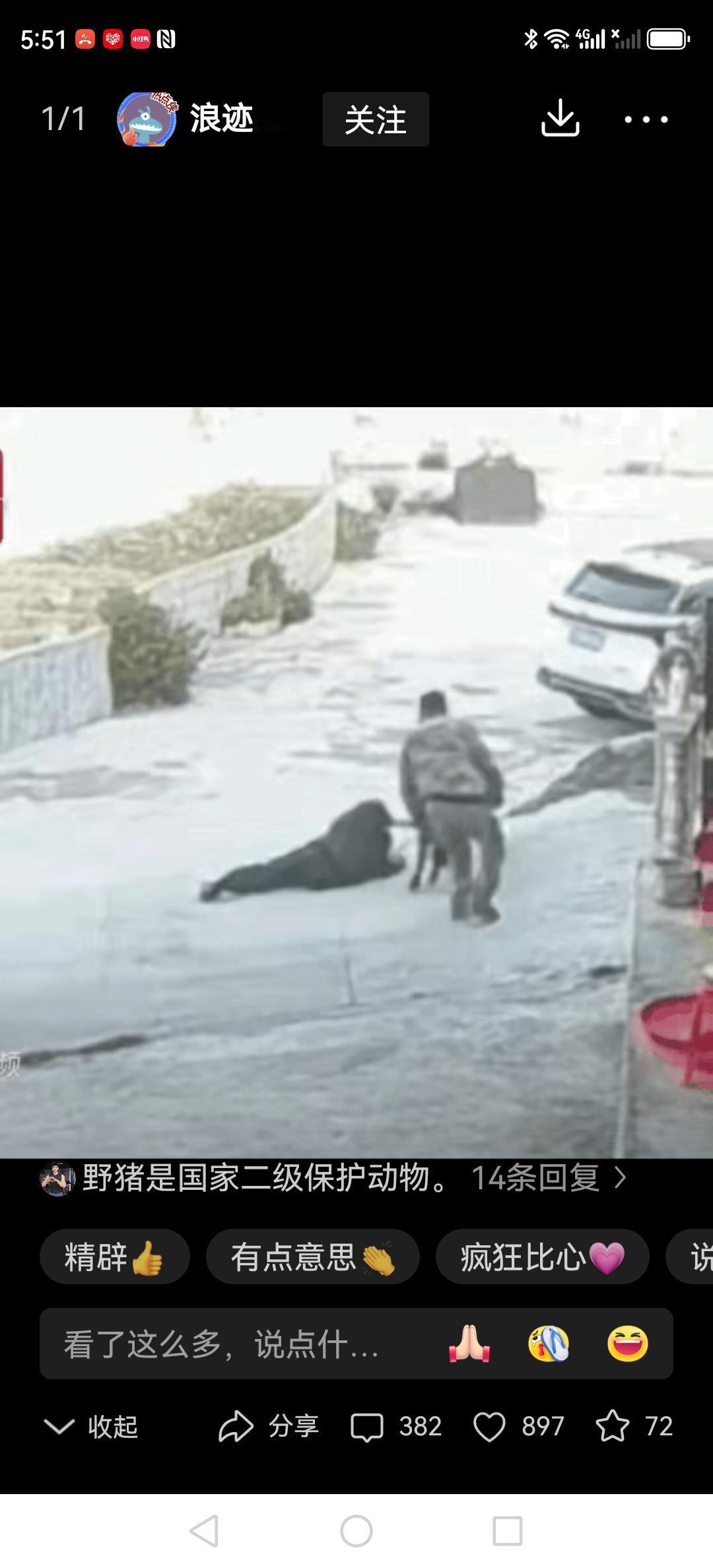 这大哥怕不是现实版的武松？
你看啊，有村民被野猪死死咬住腿，怎么甩都甩不开，这大