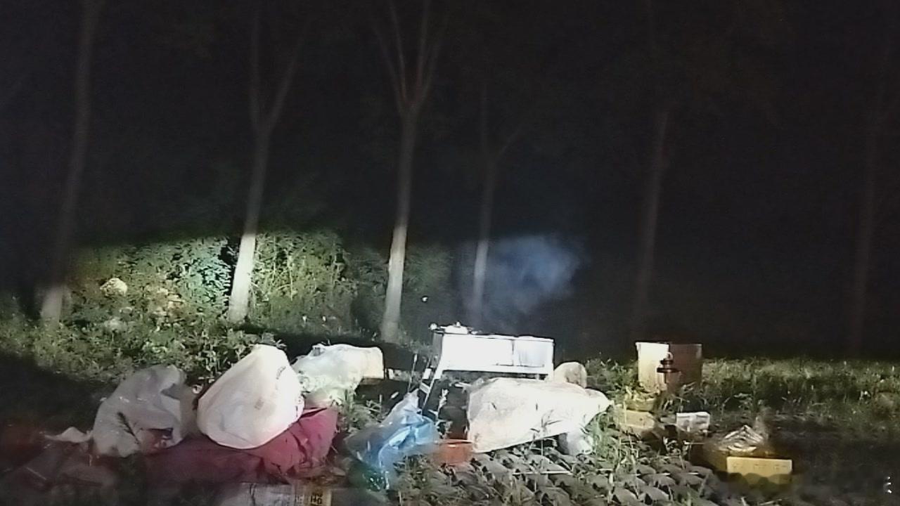 吃个烧烤，给我累的，让孩子们自己烤吧，我躺帐篷里休息一会儿！ 