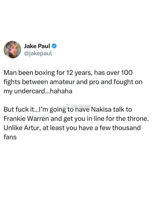 拳坛速递  这要是真的打了，就真的“有戏”看了。 杰克-保罗（Jake Paul