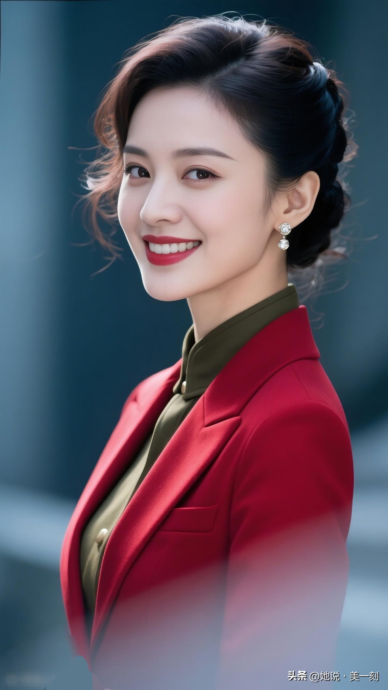 优雅红衣女郎，微笑动人，气质非凡！🌹✨你认为哪种女孩最迷人