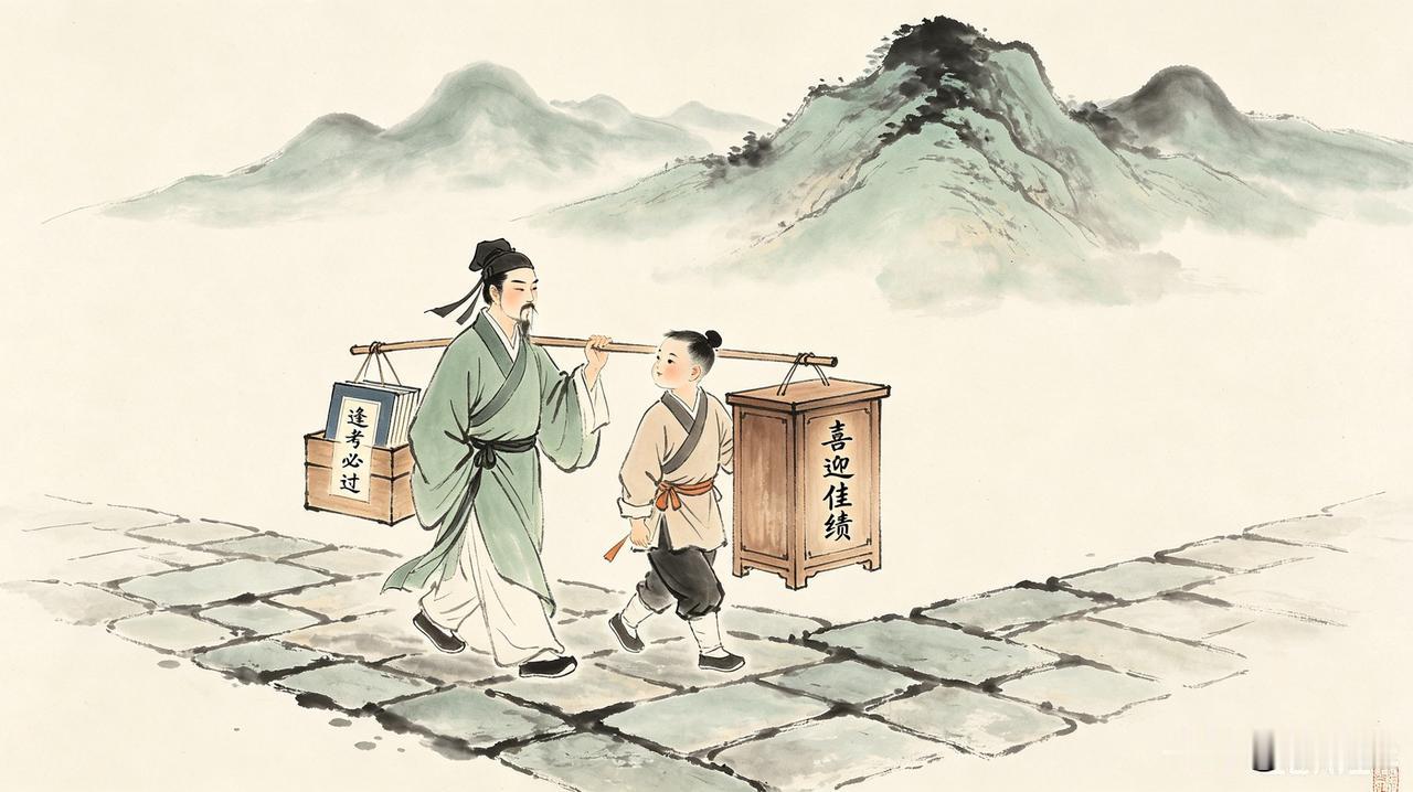 为求前程苦读书，
希望一朝出头天，
千里挑挑去赴考，
但愿逢考必过关。