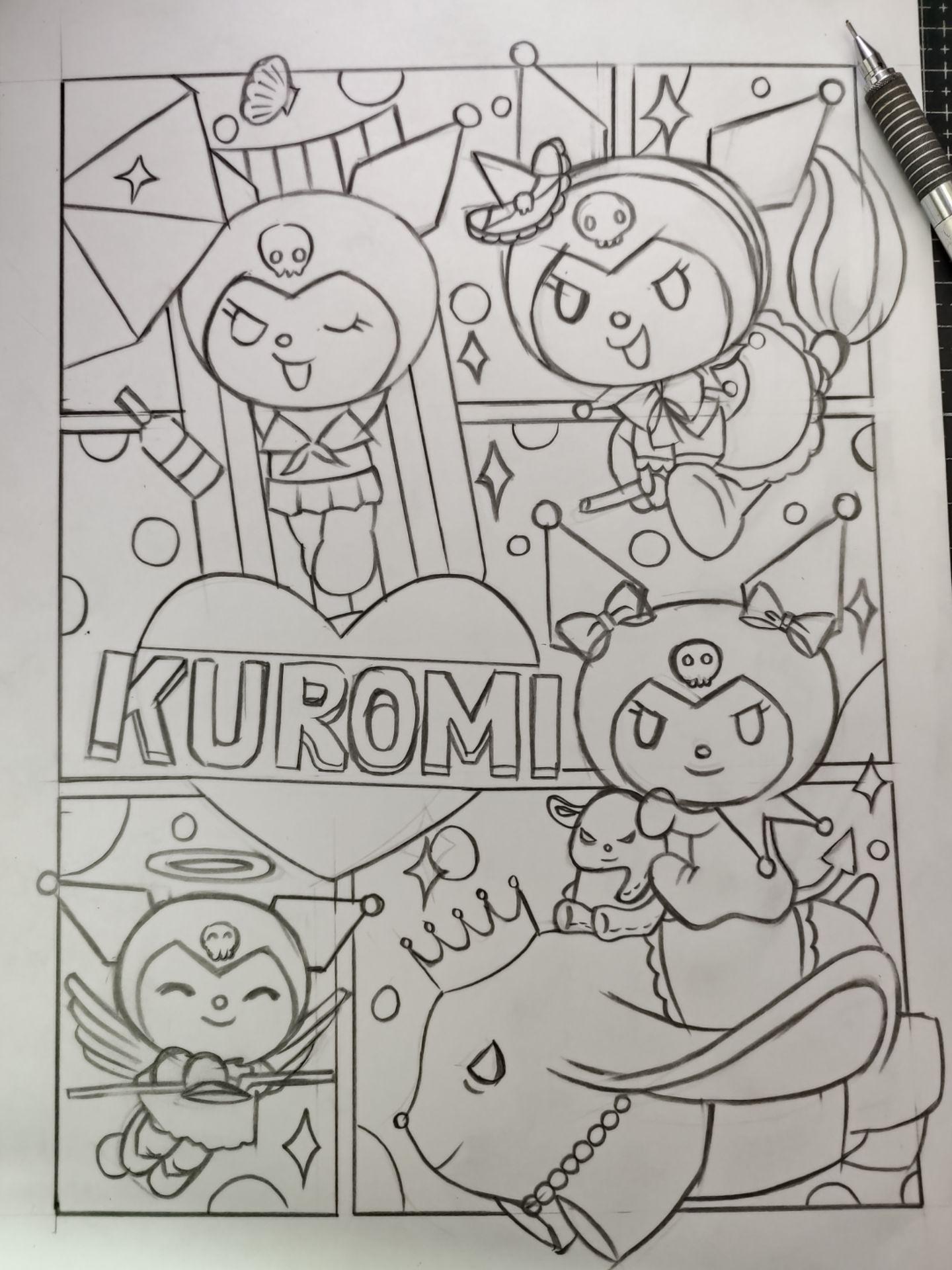 库洛米… 马克笔手绘绘画过程 绘画工具：威思立二代马克笔