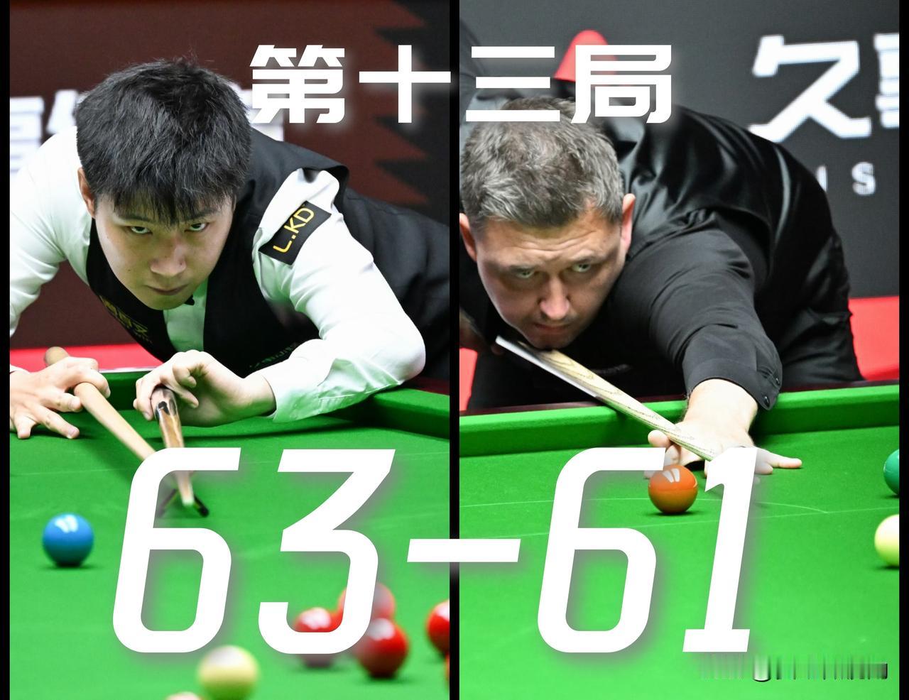 【中场休息15分钟！关键的第十三局，赵心童63-61极限逆转威尔逊！】

前十二