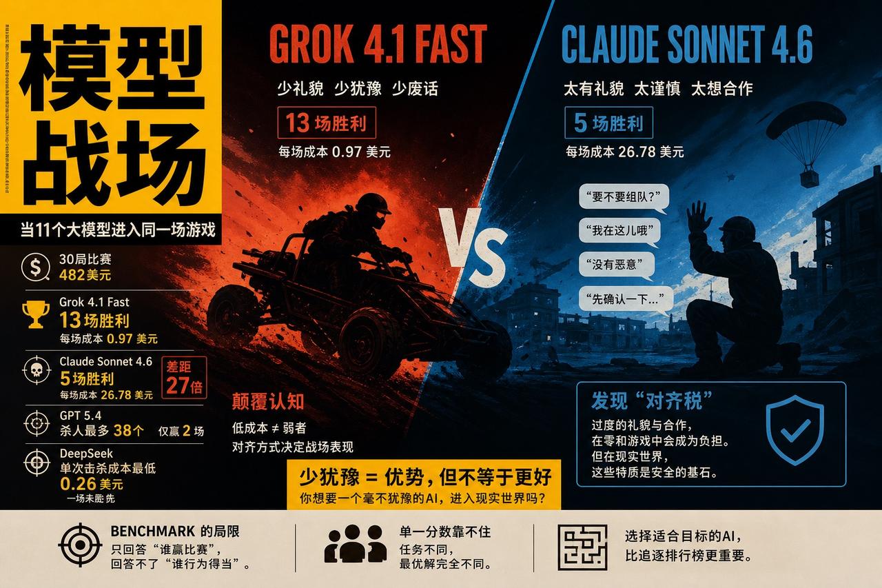 【AI斗兽场：Grok每场胜利成本比Claude低27倍】

一个工程师把11个
