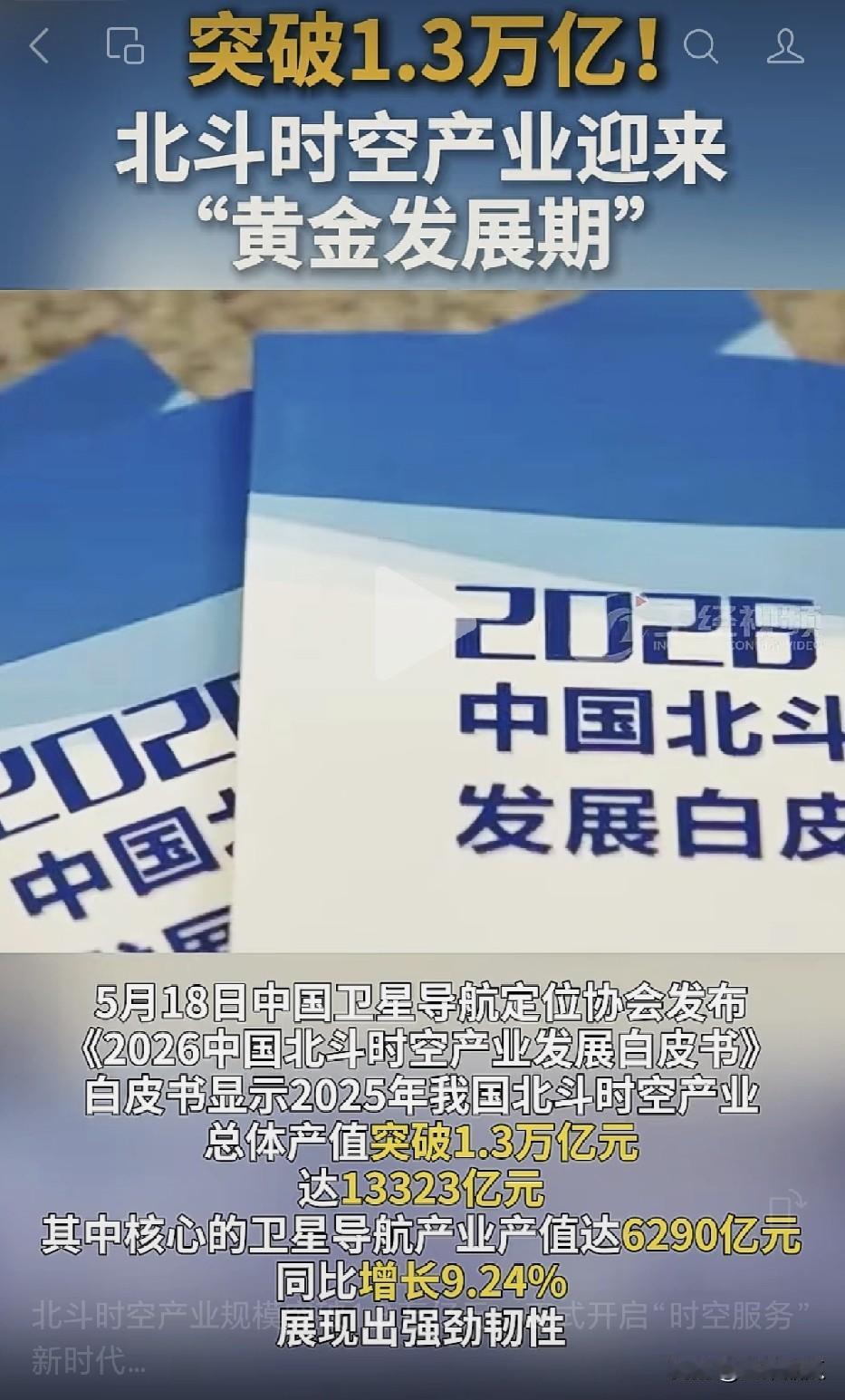 2025年，北斗时空产业达到1.3323万亿元，仅卫星导航就达6290亿元，增长