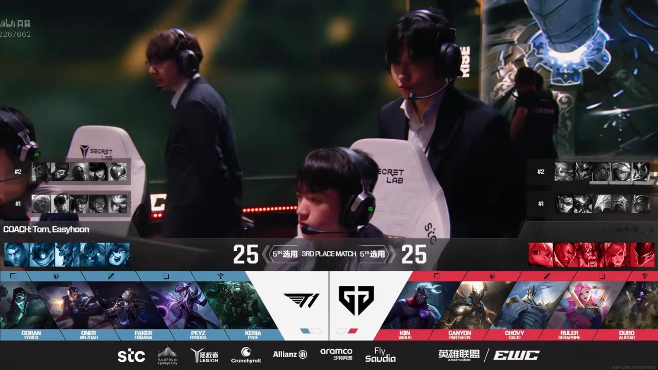 【EWC电竞世俱杯 】 GAME 03 vs GEN第三局BP如下T1T1LOL