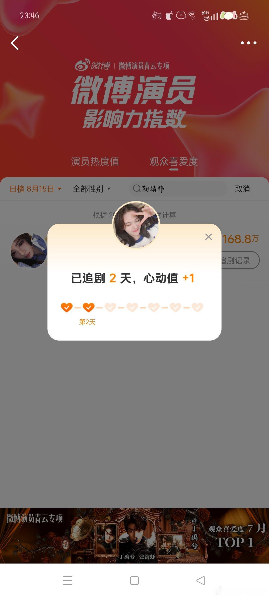 微博演员影响力指数姜黎非心动Day51 