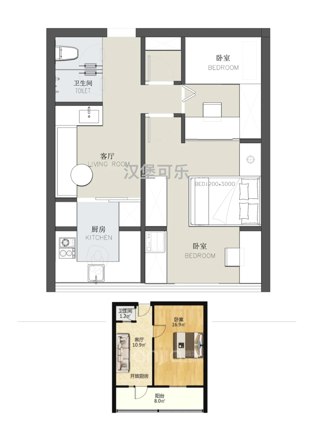 户型设计/小户型两居室平面方案优化