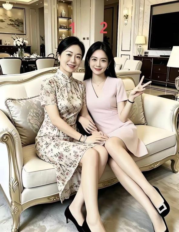 这是一对漂亮母女，母亲风韵犹存，相信年轻时是何等的美丽动人，追者无数，女儿正值芳