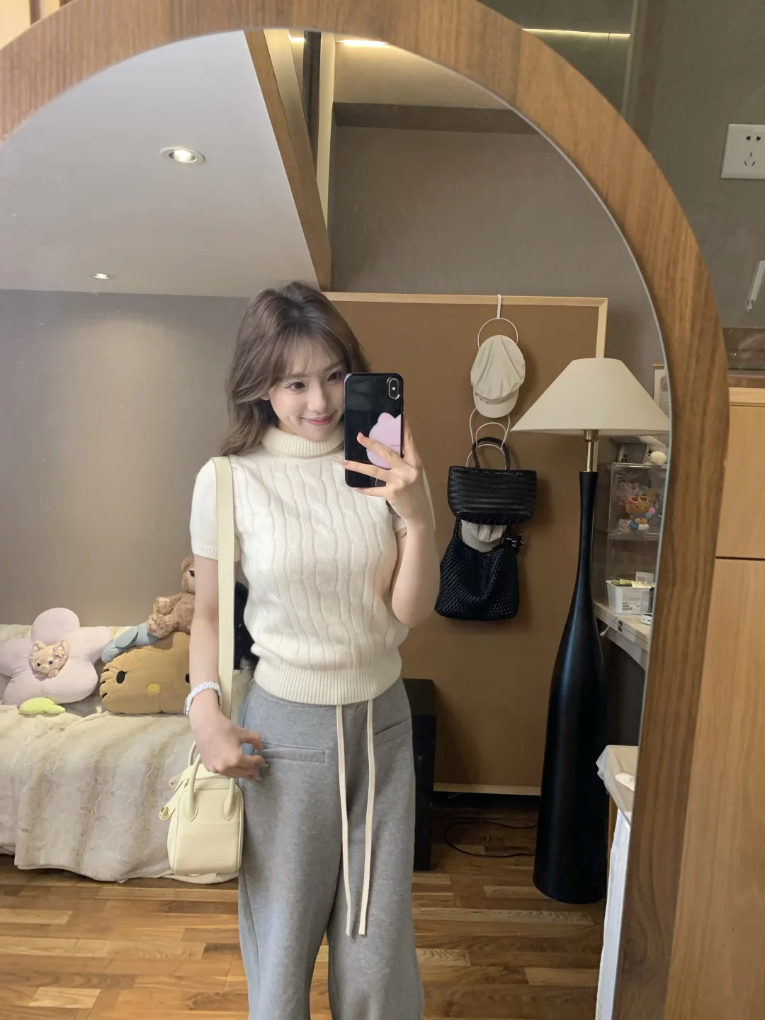 蘑糯糯新品试穿｜奶白针织➕卫裤