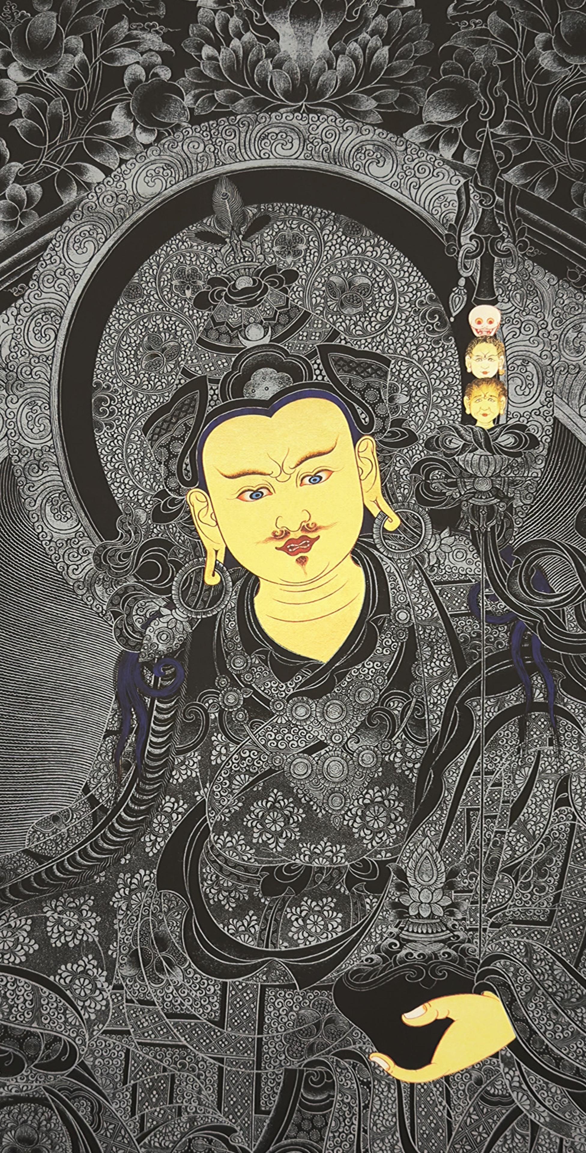 唐卡艺术之美 莲花生大士 描金 画稿 材料