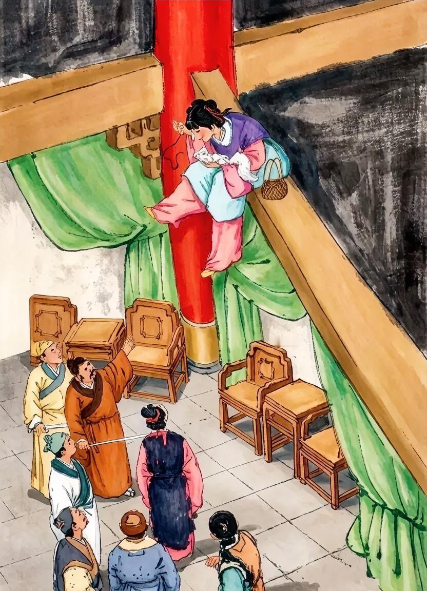 猜一猜，这是四大名著里的什么名场面?房梁上的俏皮女孩叫什么?[作揖][比心]