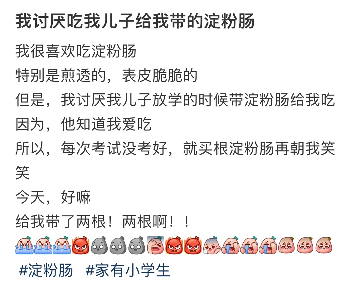 我讨厌吃我儿子给我带的淀粉肠 ​​​