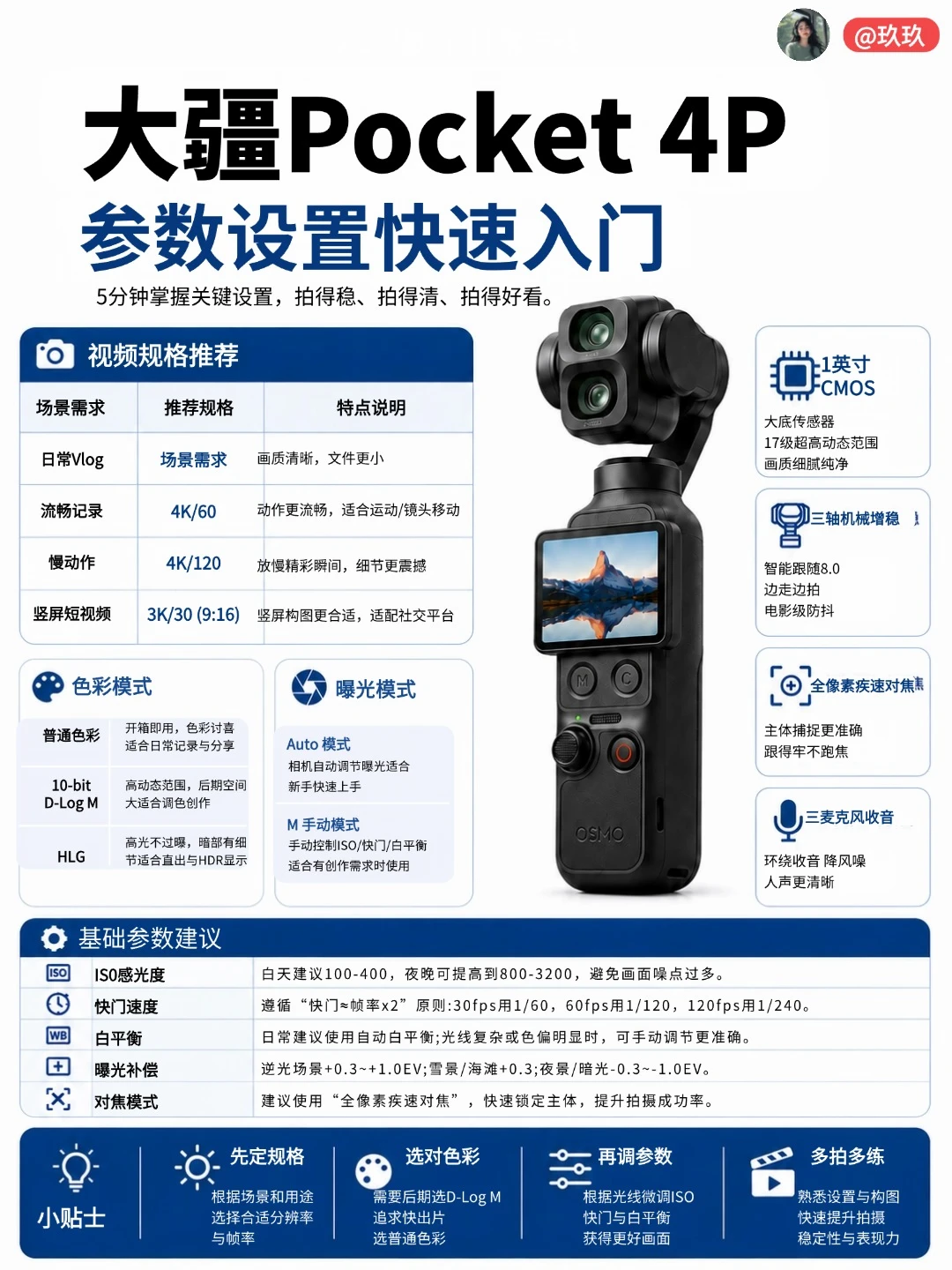 建议收藏！大疆pocket4p万能拍照参数！